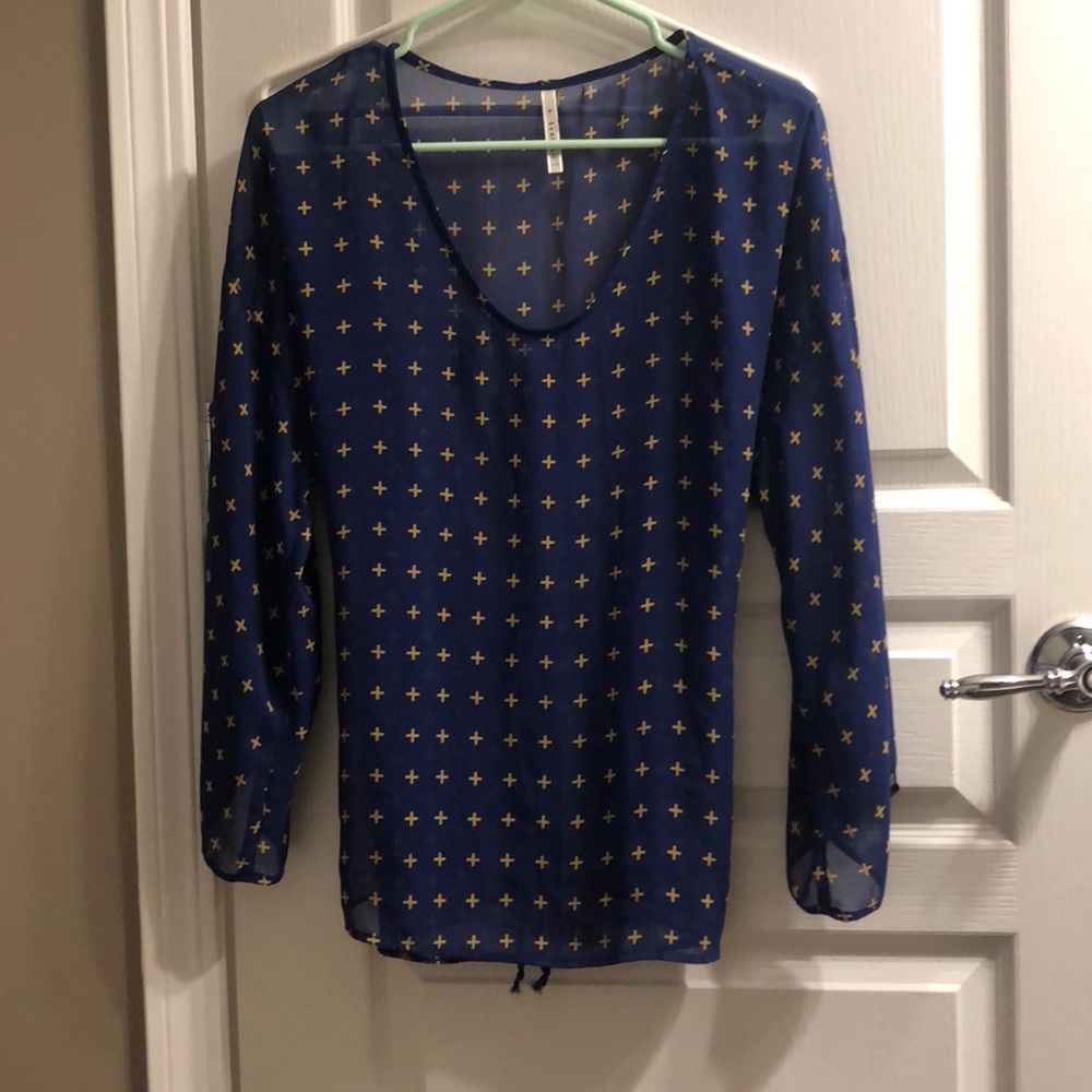 Blue and gold top from a boutique